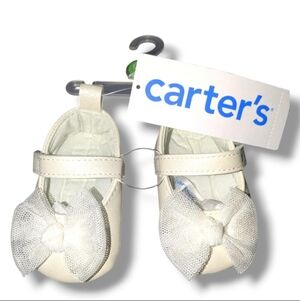 Carter's Ivory Baby Shoes with Mesh Bow